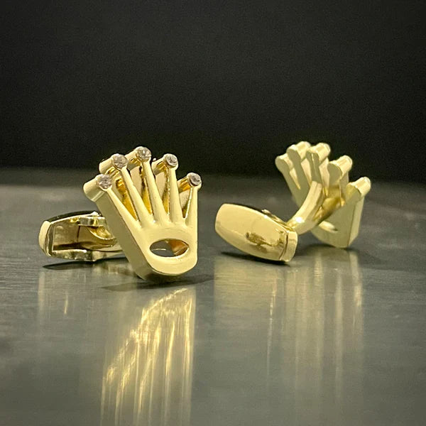 Golden Rolex Crown Cufflinks For Men