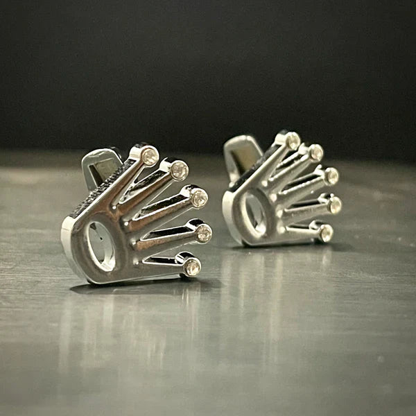 Silver Rolex Crown Cufflinks For Men